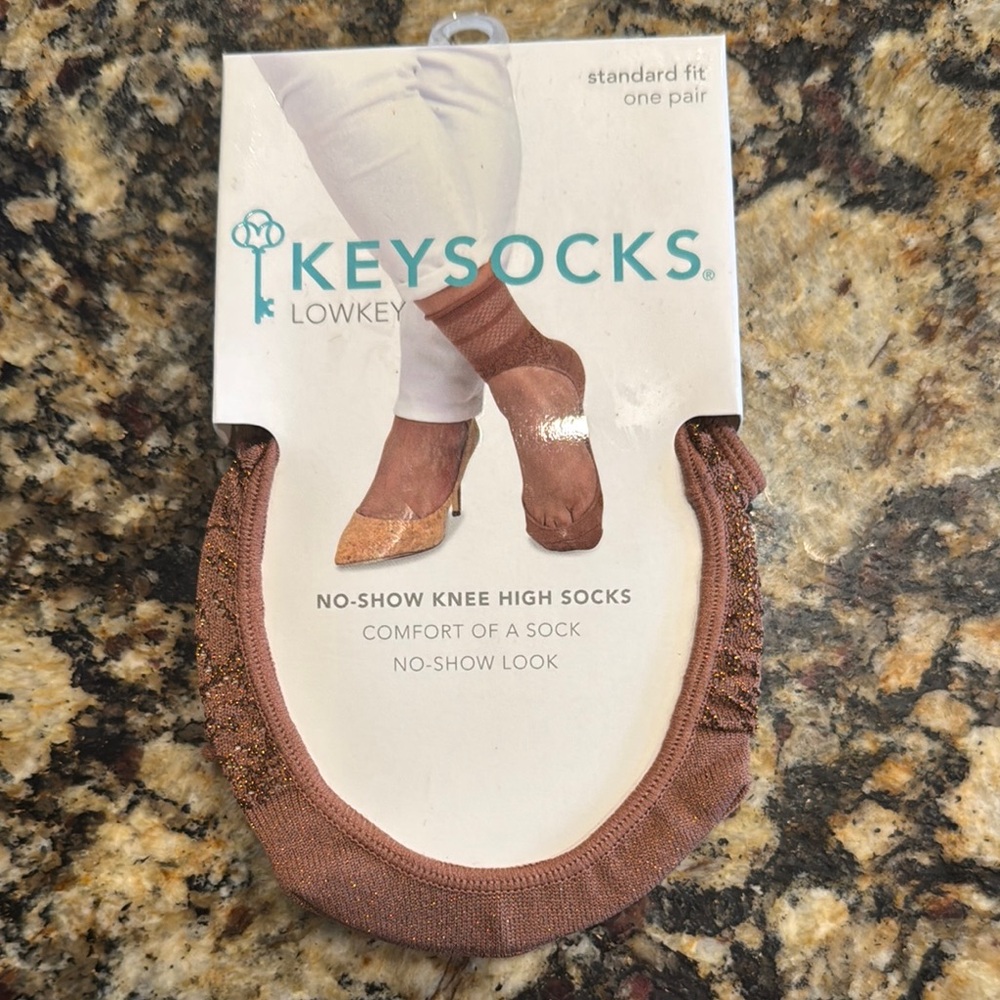 Keysocks Brown No-Show Knee High Socks
